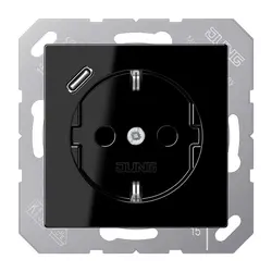 JUNG Schuko-Steckdose mit USB Typ C A-range schwarz (A 1520-18 C SW)