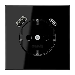 JUNG Schuko-Steckdose mit USB Typ A und Typ C LS990 schwarz (LS 1520-15 CA SW)