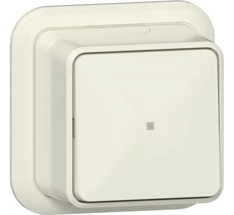 Schalter 2-polig Kontrollschalter mit Glimmlampe Aufputz creme (311210)