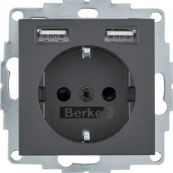Berker Schuko-Steckdose 2x USB S1/B3/B7 anthrazit matt (48031606)