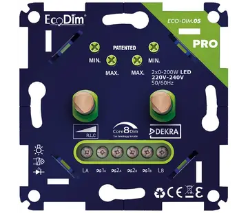 EcoDim Universeller Duo-LED-Dimmer PRO RLC 2x 0-200 Watt (ECO-DIM.05-PRO)
