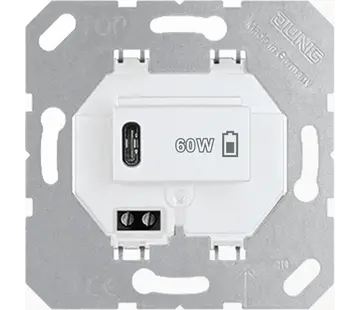 JUNG USB-Ladegerät Typ C mit Schnellladefunktion Power Delivery 60 Watt weiß (USB PD60 C WW)