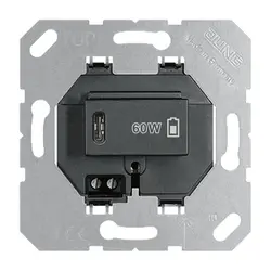 JUNG USB-Ladegerät Typ C mit Schnellladefunktion Power Delivery 60 Watt schwarz (USB PD60 C SW)
