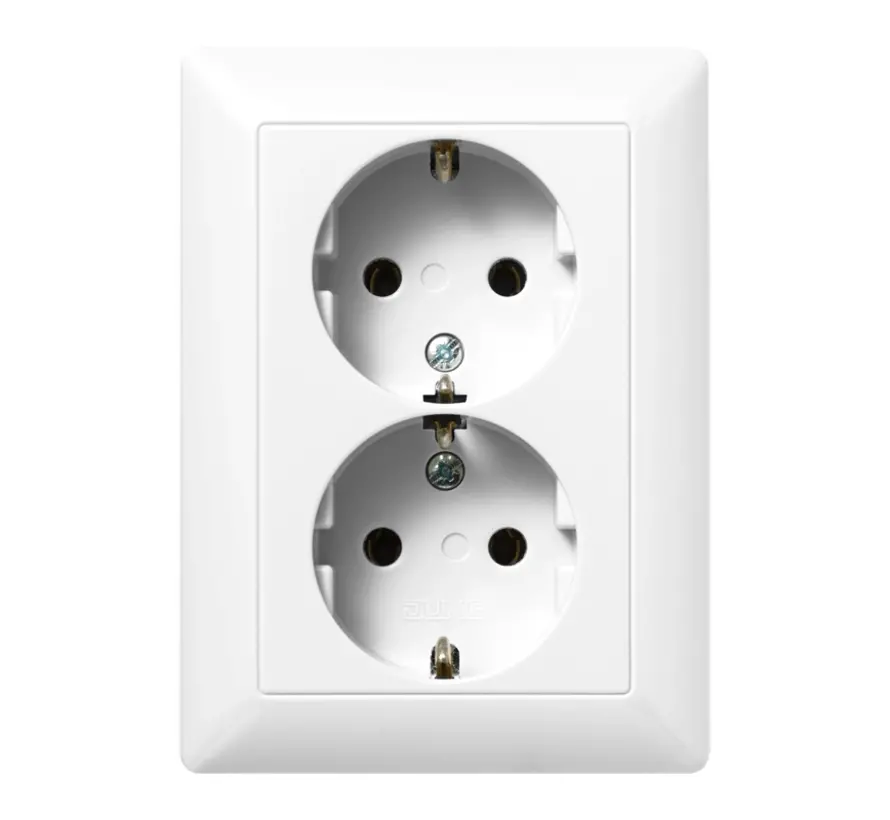 Schuko-Steckdose 2-fach für 1-fach Unterputzdose mit Befestigungskrallen AS500 alpinweiß (AS 5020 U WW)