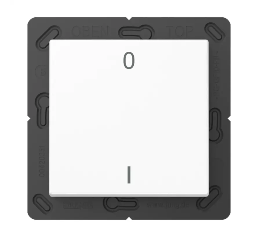 EnOcean Funk-Wandsender 2-Kanal mit Symbolen 0–I A-range alpinweiß (ENO A 590-01 WW)