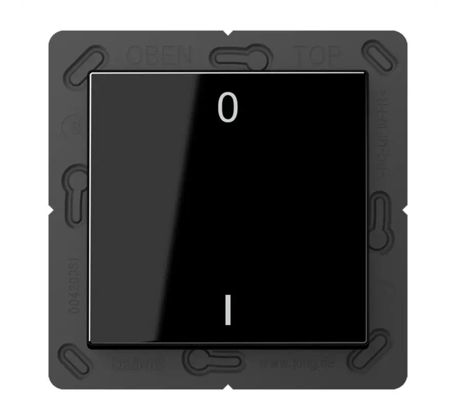 EnOcean Funk-Wandsender 2-Kanal mit Symbolen 0–I A-range schwarz glänzend (ENO A 590-01 SW)