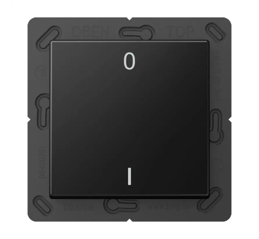 EnOcean Funk-Wandsender 2-Kanal mit Symbolen 0–I A-range graphitschwarz matt (ENO A 590-01 SWM)