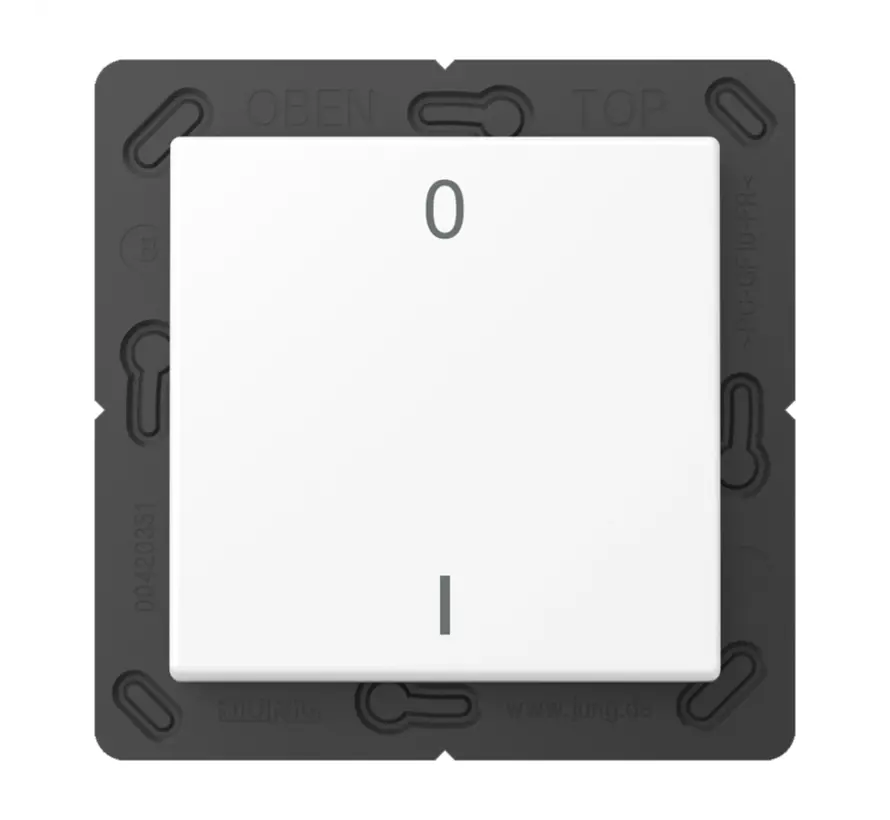 EnOcean Funk-Wandsender 2-Kanal mit Symbolen 0–I A-range schneeweiß matt (ENO A 590-01 WWM)