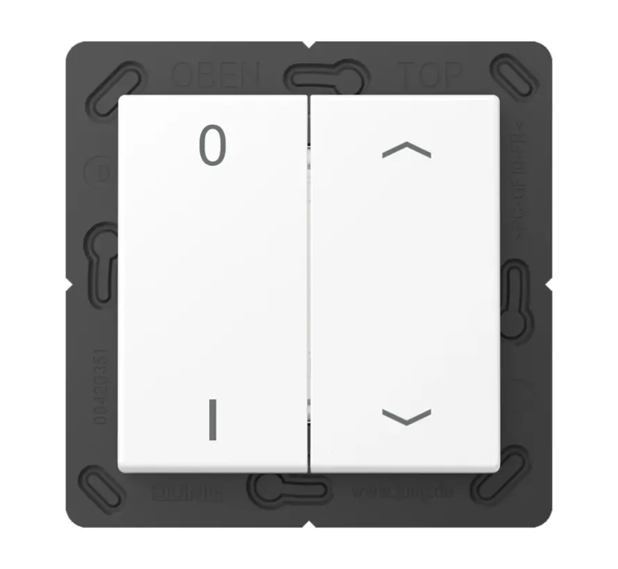EnOcean Funk-Wandsender 4-Kanal mit 0–1 und Pfeilsymbolen A-range schneeweiß matt (ENO A 595 P01 WWM)