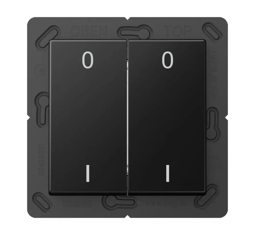 EnOcean Funk-Wandsender 4-Kanal mit Symbolen 0–I A-range graphitschwarz matt (ENO A 595-01 SWM)