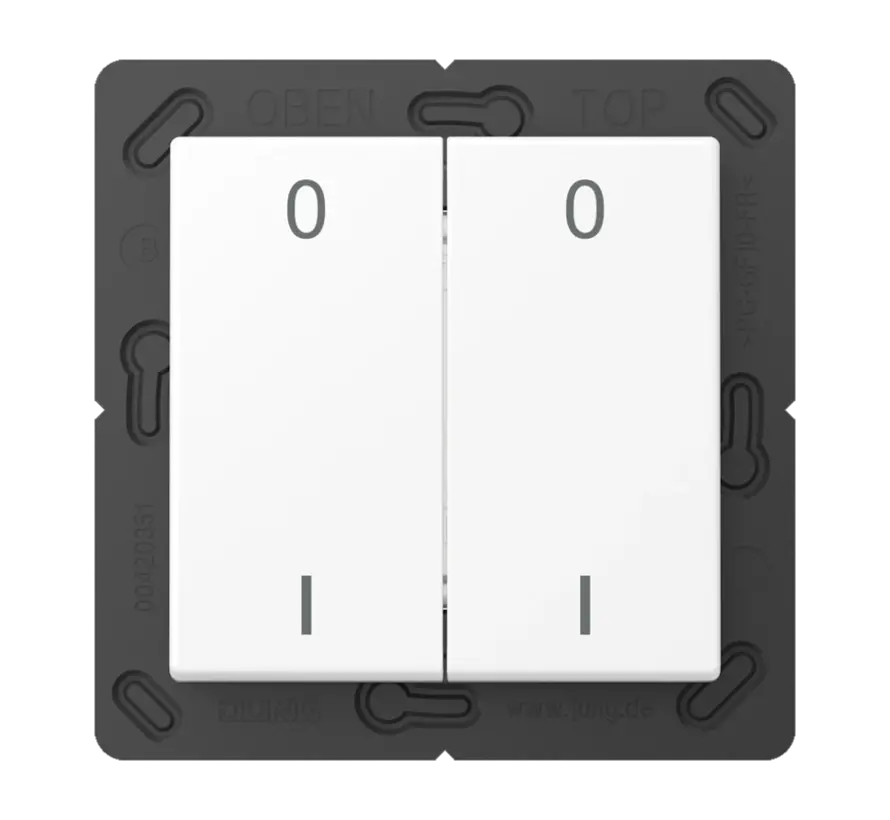 EnOcean Funk-Wandsender 4-Kanal mit Symbolen 0–I A-range schneeweiß matt (ENO A 595-01 WWM)