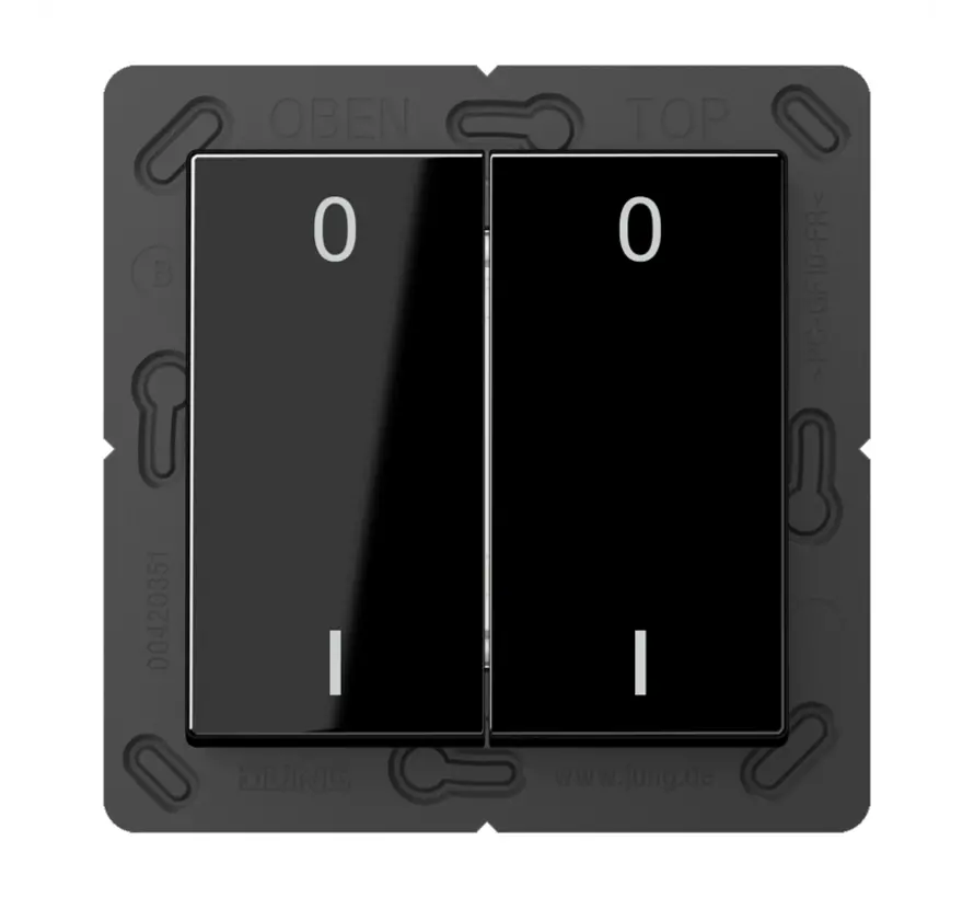 EnOcean Funk-Wandsender 4-Kanal mit Symbolen 0–I A-range schwarz glänzend (ENO A 595-01 SW)