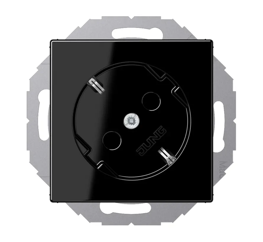 Schuko-Steckdose 45 Grad ohne Befestigungskrallen A-range schwarz glänzend (A 520-45 N SW)