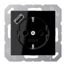 JUNG Schuko-Steckdose mit USB Typ A A-range schwarz (A 1520-18 A SW)