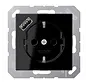 Schuko-Steckdose mit USB Typ A A-range schwarz glänzend (A 1520-18 A SW)