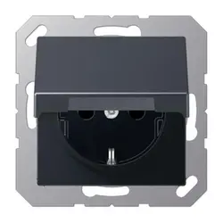 JUNG Schuko-Steckdose Safety+ mit Klappdeckel und Befestigungskrallen A-range anthrazit matt (A 1520 BFKIKL ANM)