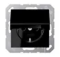 Schuko-Steckdose Safety+ mit Klappdeckel und Befestigungskrallen A-range schwarz glänzend (A 1520 BFKIKL SW)
