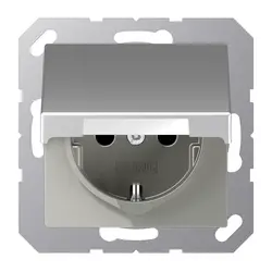 JUNG Schuko-Steckdose Safety+ mit Klappdeckel und Befestigungskrallen A-range aluminium (A 1520 BFKIKL AL)