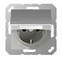 Schuko-Steckdose Safety+ mit Klappdeckel und Befestigungskrallen A-range aluminium (A 1520 BFKIKL AL)