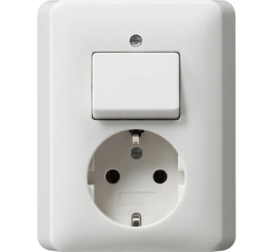 Kombination Schalter und Schuko-Steckdose Standard 55 weiß glänzend (017603)