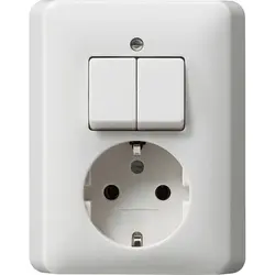 Gira Kombination Serienschalter und Schuko-Steckdose Standard 55 weiß glänzend (017503)