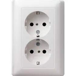 Gira Schuko-Steckdose 2-fach mit erhöhtem Berührungsschutz für 1-fach Unterputzdose System 55 weiß glänzend (078303)