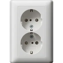 Gira Schuko-Steckdose 2-fach mit erhöhtem Berührungsschutz für 1-fach Unterputzdose System 55 weiß matt (078327)