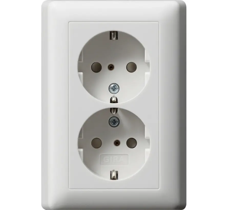 Schuko-Steckdose 2-fach mit erhöhtem Berührungsschutz für 1-fach Unterputzdose System 55 weiß matt (078327)
