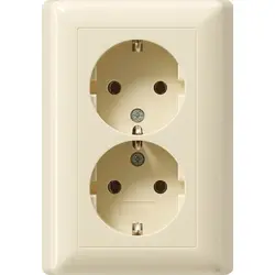 Gira Schuko-Steckdose 2-fach für 1-fach Unterputzdose Standard 55 creme glänzend (078801)