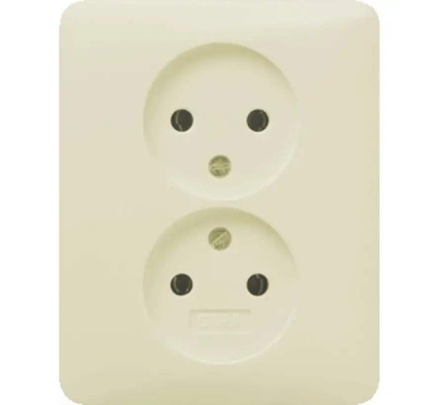 Steckdose 2-fach ohne Schutzkontakt für 1-fach Unterputzdose Standard 55 creme glänzend (079801)