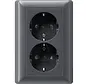 Schuko-Steckdose 2-fach mit erhöhtem Berührungsschutz für 1-fach Unterputzdose System 55 anthrazit matt (078328)