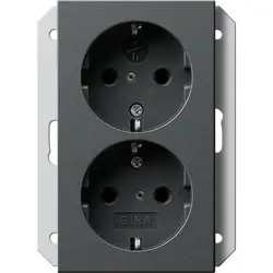 Gira Schuko-Steckdose 2-fach mit erhöhtem Berührungsschutz für 1-fach Unterputzdose System 55 anthrazit matt (273128)