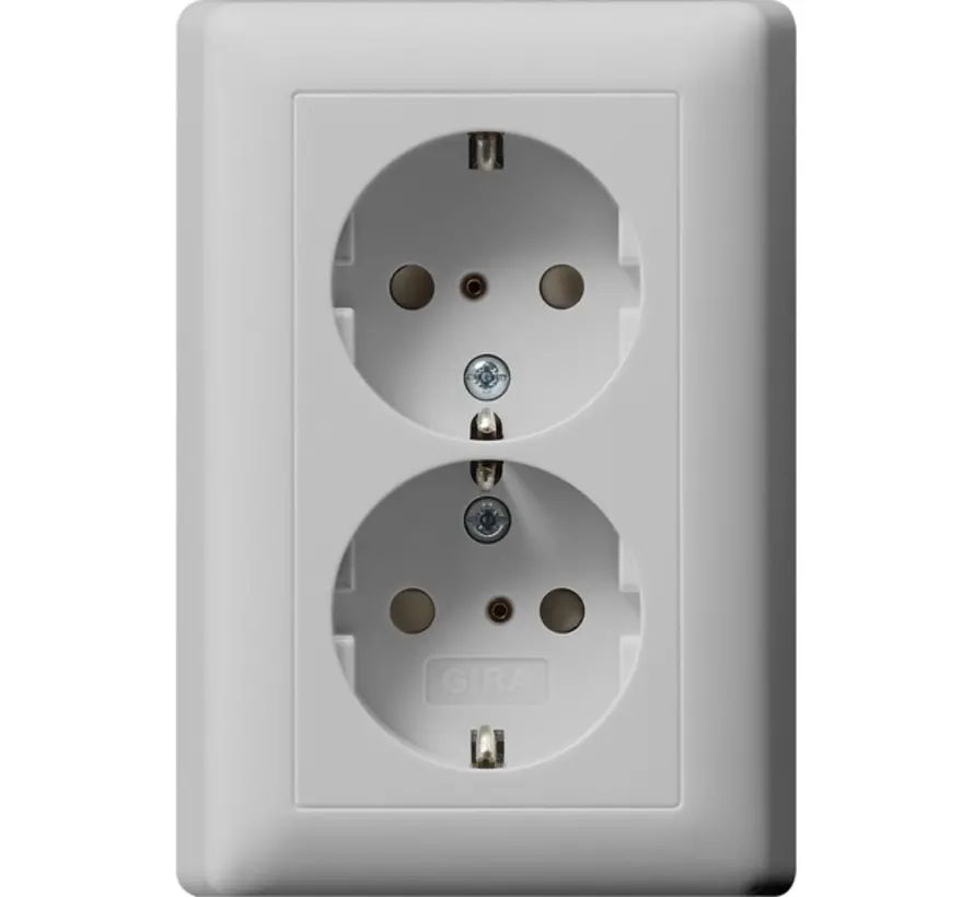 Schuko-Steckdose 2-fach mit erhöhtem Berührungsschutz für 1-fach Unterputzdose System 55 grau matt (0783015)