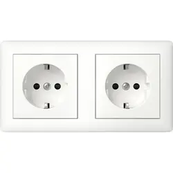 Gira Schuko-Steckdose set 2-fach mit erhöhtem Berührungsschutz komplett vorverdrahtet für Duo-Dose Standard 55 weiß matt (478604)