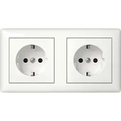 Gira Schuko-Steckdose set 2-fach mit erhöhtem Berührungsschutz komplett vorverdrahtet für Duo-Dose Standard 55 weiß glänzend (478603)