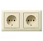 Schuko-Steckdose set 2-fach komplett vorverdrahtet Standard 55 creme glänzend (479301)