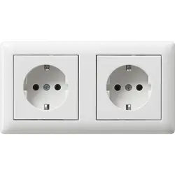 Gira Schuko-Steckdose set 2-fach komplett vorverdrahtet für Duo-Dose Standard 55 weiß glänzend (479303)