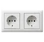 Schuko-Steckdose set 2-fach komplett vorverdrahtet für Duo-Dose Standard 55 weiß glänzend (479303)