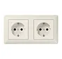 Schuko-Steckdose set 2-fach vorverdrahtet für Duo-Dose AS500 creme (AS 1520-2)