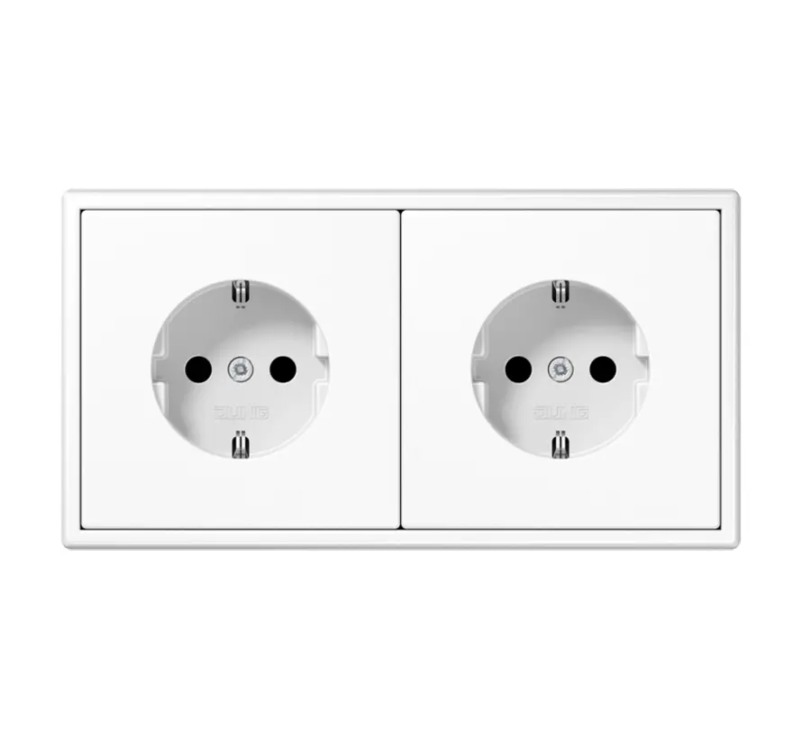 Schuko-Steckdose set 2-fach vorverdrahtet für Duo-Dose LS990 alpinweiß (LS 1520-2 WW)