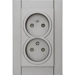 Kopp Steckdose 2-fach ohne Schutzkontakt mit Safety+ für 1-fach Unterputzdose HK07 Athenis stahl (950047007)