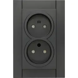 Kopp Steckdose 2-fach ohne Schutzkontakt mit Safety+ für 1-fach Unterputzdose HK07 Athenis anthrazit (950015004)