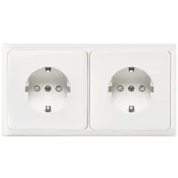 PEHA Schuko-Steckdose erhöhtem Berührungsschutz 2-fach flach für Wandkanal Standard Inline reinweiß (80.6512 SI/572.02)