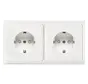 Schuko-Steckdose erhöhtem Berührungsschutz 2-fach flach für Wandkanal Standard Inline reinweiß (80.6512 SI/572.02)
