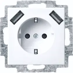 Busch-Jaeger Schuko-Steckdose erhöhtem Berührungsschutz mit 2xUSB Balance SI (20 EUCB2USB-914)