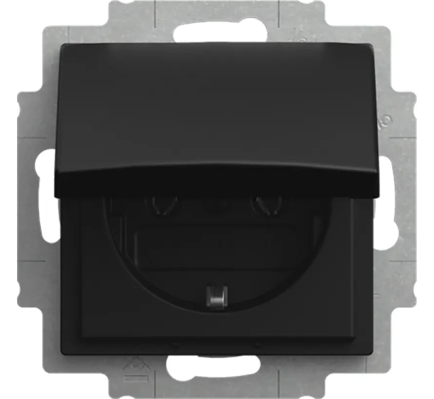 Schuko-Steckdose mit Klappdeckel ohne Befestigungskrallen Balance SI schwarz matt (20 EUKR-915)