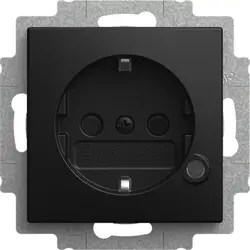 Busch-Jaeger Schuko-Steckdose erhöhtem Berührungsschutz mit LED-Kontrollleuchte und Befestigungskrallen Balance SI schwarz matt (20 EUCBL-915)