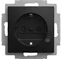 Schuko-Steckdose erhöhtem Berührungsschutz mit LED-Kontrollleuchte und Befestigungskrallen Balance SI schwarz matt (20 EUCBL-915)