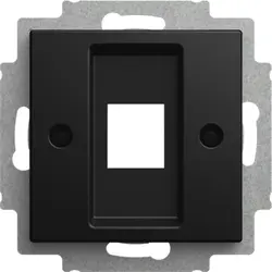 Busch-Jaeger Zentralplatte mit Tragring 1x Modular Jack Balance SI schwarz matt (2561-915)