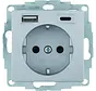Schuko-Steckdose mit USB-Typ-A und USB-Typ-C S1/B3/B7 aluminium matt (48141404)